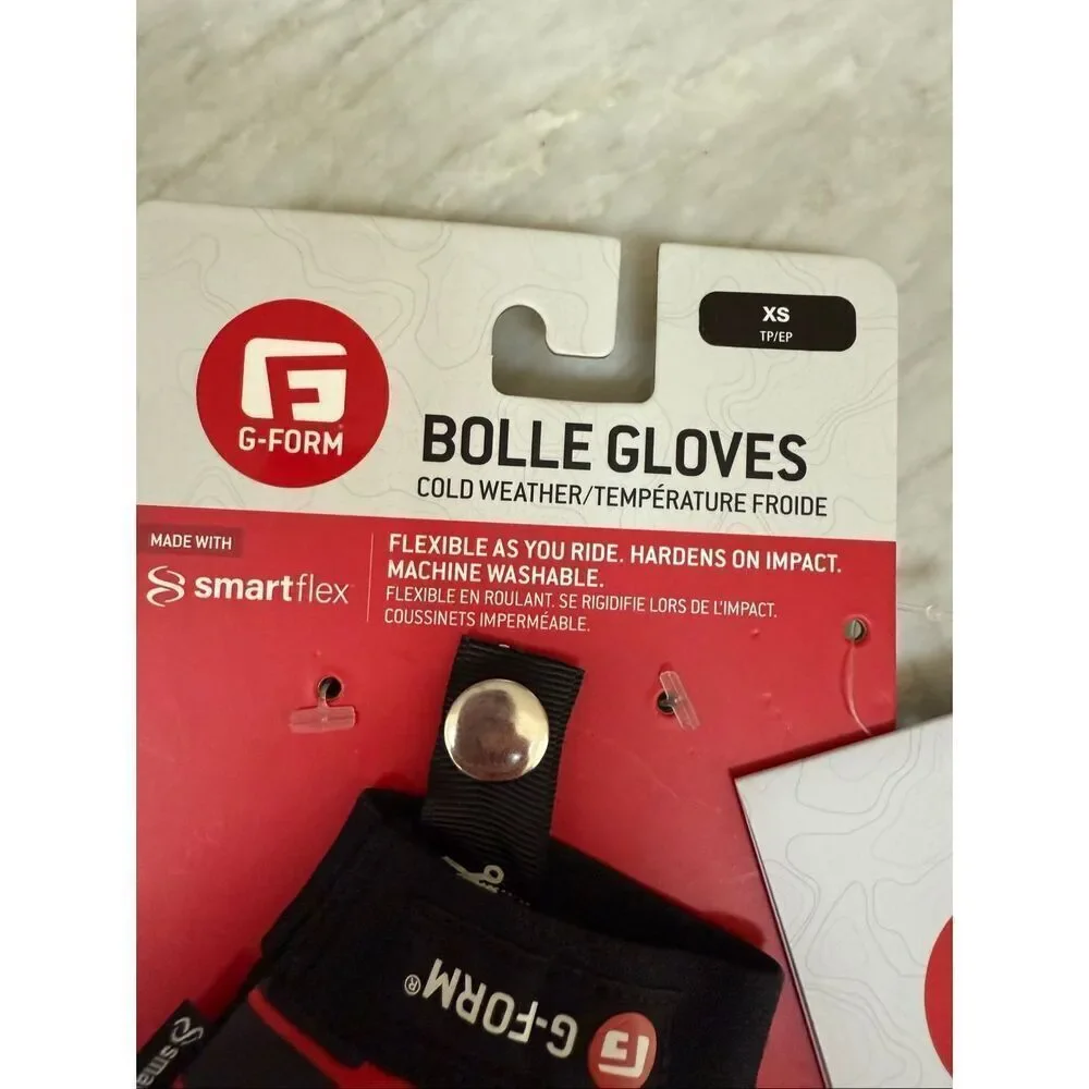 G-Form Size XS Black Red Bolle Cycling Gloves For Cold Weather NWT